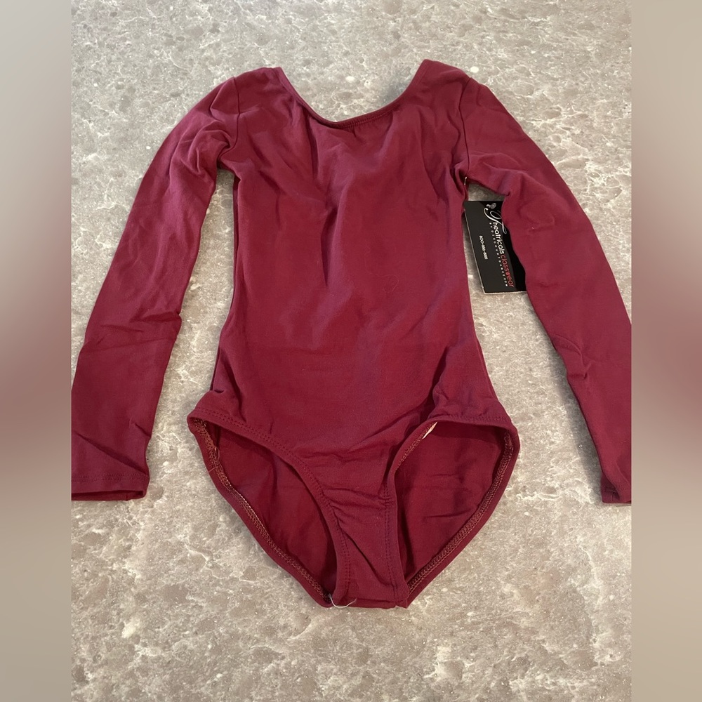 Long Sleeve Burgundy Leotard--Child Sizes  New with Tags